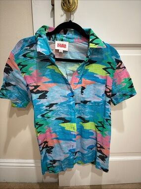 SOLID & STRIPED Multicolor Abstract Short-Sleeve Button Shirt